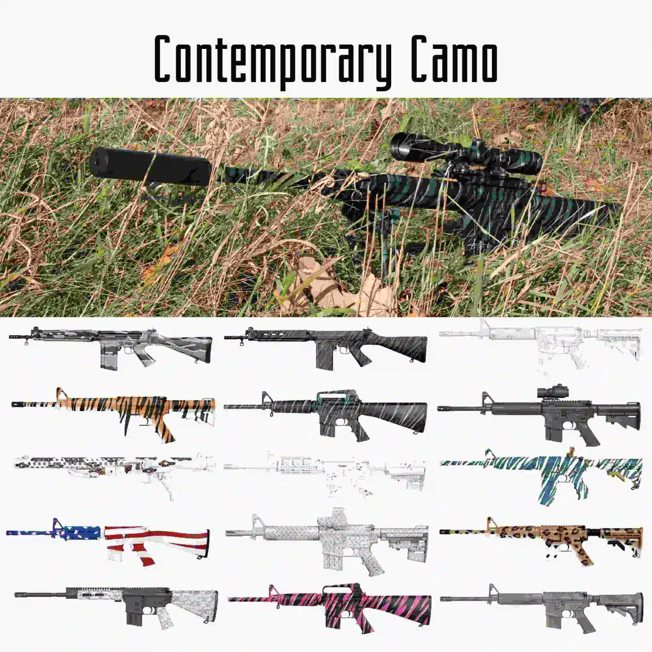 VIAS Camouflage Stencil Pack for Duracoat, Cerakote, Gunkote