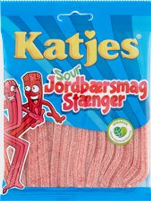 KATJES SOUR STÆNGER JORDBÆR 110G