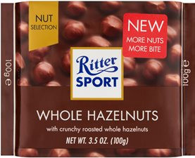 RITTER SPORT MÆLK M. HEL NØD 100 G. 
