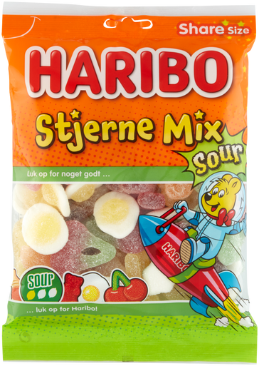 HARIBO STJERNE MIX SOUR 375 G. 