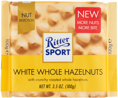 RITTER SPORT HVID M HEL NØD 100 G. 