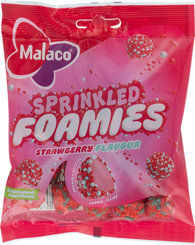MALACO SPRINKLED FOAMIES STRAWBERRY 110G 