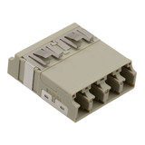 Fiber Coupler, LC/LC SlimLine Quad, Translucent Internal Shutter, Vertical Spring, High Density Reduced Height, No Flange, Beige