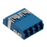Fiber Coupler, LC/LC SlimLine Quad, Translucent Internal Shutter, Vertical Spring, High Density Reduced Height, No Flange, Blue