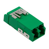 Fiber Coupler, LC/LC SlimLine Duplex, Translucent Internal Shutter, Vertical Spring, High Density Reduced Height, No Flange, Green