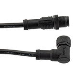 M12 5 Position A-code Male to Right Angle Female Sensor Signal Cable, Light Weight Plastic Nut, 22AWG, PVC, IP68 Waterproof, Black, 1M