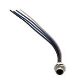 M12 AC Power 4 Pin S Code Female Receptacle, IP68 IP69K Rated, 630V, 12A, PG9 Rear Panel Mount Style with 16AWG UL1015 PVC 0.2M Leads