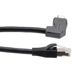 ix Economy Assembly, Category 6a, F/UTP, Single Shielded, Right Angle Down ix A Plug To RJ45 Plug, 26 AWG, CMR/CMX PVC, Black, 3-meter