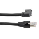 ix Low Smoke Zero Halogen Cable, Category 6a, F/UTP, Single Shielded, Right Angle Down ix A Plug To RJ45 Plug 26AWG CMX LSZH, Black, 1-meter