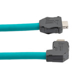 ix Industrial Assembly, Category 6a, SF/UTP, Right Angle Down ix A Plug To ix A Plug, 26AWG Industrial Outdoor High Flex, TPE, Teal, 1-meter