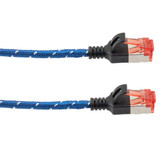 Cat6a, Ethernet Cable, U/UTP, 32 AWG, Indoor, Slim Cable with Nylon Covered Jacket, Blue, 15-foot