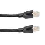 Category 6a 10gig HDBaseT Ethernet AV Cable Assembly, SF/UTP Double Shielded, 24AWG Solid, RJ45 Male Plug, TPE Jacket, Black, 3FT