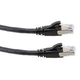 Category 6a 10gig Ethernet Patch Cable, F/UTP Shielded, RJ45, Riser CMR/CMG Jacket, 26AWG Stranded Relaxed Style, 300V, Black, 25FT