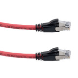 Category 6a 10gig Ethernet Patch Cable, F/UTP Shielded, RJ45, Dual LSZH CM Jacket, 26AWG Stranded Relaxed Style, 300V, Red, 100FT