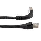 Ethernet 6a 10gig Right-Angle Patch Cable, F/UTP Shielded, 26AWG, RJ45 Straight to Down, LSZH, Black, 5 FT