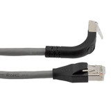 Ethernet 6a 10gig Right-Angle Patch Cable, F/UTP Shielded, 26AWG, RJ45 Straight to Up, LSZH, Gray, 15 FT