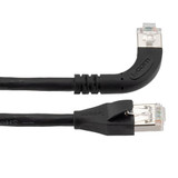 Ethernet 6a 10gig Right-Angle Patch Cable, F/UTP Shielded, 26AWG, RJ45 Straight to Right, LSZH, Black, 3 FT