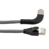 Ethernet 6a 10gig Right-Angle Patch Cable, F/UTP Shielded, 26AWG, RJ45 Straight to Right, LSZH, Gray, 20 FT