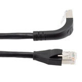 Ethernet Category 6a 10gig Right Angle Patch Cable, F/UTP Shielded, 26AWG, RJ45 Straight to Down, CMX PVC, Black, 20.0 ft