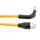 Ethernet Category 6a 10gig Right Angle Patch Cable, F/UTP Shielded, 26AWG, RJ45 Straight to Up, CMX PVC, Yellow, 10.0 ft