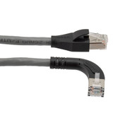 Ethernet Category 6a 10gig Right Angle Patch Cable, F/UTP Shielded, 26AWG, RJ45 Straight to Left, CMX PVC, Gray, 10.0 ft