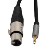 XLR To 3.5mm Audio Cable, 3 Pin, Female To Male, High-Flex, 24AWG, PVC, Black, 10F