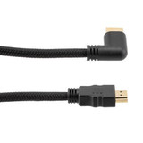 HDMI 2.0 90 degree Right Angle, M/M, Black PVC Shell with black nylon braid cable, Support 4K@60HZ, 3M