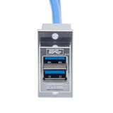 USB 3.0 Double Stack Adapter Cable, ECF Flange Panel Mount, 2x A Type Female To 2x A Type Male, ABS Housing, 0.75meter