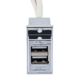 USB 2.0 Double Stack Adapter Cable, ECF Flange Panel Mount, 2x A Type Female To 2x A Type Male, Chrome Plated Shielded ABS Housing, 2meter