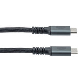 USB 3.2 Data Cable, Aluminum connector with Black Nylon Braid, 20Gbps, C Male Plug to C Male Plug, 20V 3A, 3M