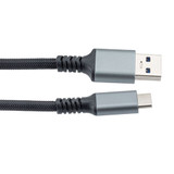 USB 3.2 Data Cable, Aluminum connector with Black Nylon Braid, 10Gbps, A Male Plug to C Male Plug, 5V 3A, 1M