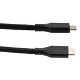 USB 4.0 Nylon Braided Cable, Type C Male to Type C Male, 40 Gbps, 100 Watt, Black Molded Plug, 1 Meter