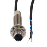 Photoelectric Sensor, M12 x 60mm, NPN NC, Diffuse Reflection 0.1 meter Range, 2 meter 3-wire Cable, IP67, Brass