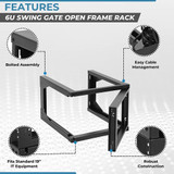 6U Swing Gate Wall Rack New Design (18" Depth)