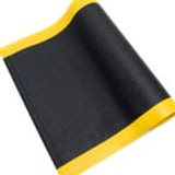 Bertech Anti Fatigue Mat, 2 Ft. x 3 Ft., 3/8 In. Thick, Textured, BLK w/Yellow Border, Bev (Made in USA)