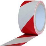 Bertech Safety Warning Hazard Floor Tape, 6 In. Wide x 54 Feet Long, Red and White Stripes
