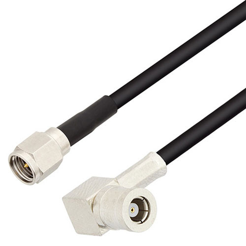 SMA Male to SMB Plug Right Angle Cable Assembly using RG174 Coax, 4 FT with HeatShrink