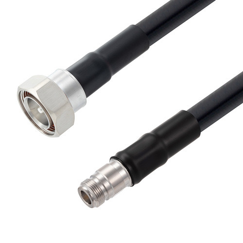Low Loss 7/16 DIN Male to N Female Cable Assembly using LMR-600-DB Coax, 1 FT with Times Microwave Components