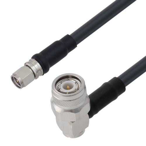 Low Loss SMA Male to TNC Male Right Angle Weatherproof Cable Assembly with Silicone using LMR-240 Coax, 3 FT with Times Microwave Components - LCCA30260/WP-FT3