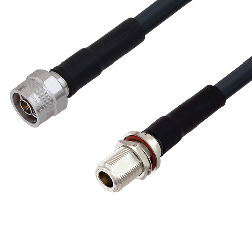 Low Loss N Male to N Female Bulkhead Cable Assembly using LMR-400 Coax, 6 FT with Times Microwave Components