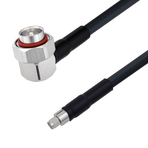 Low Loss 7/16 DIN Male Right Angle to SMA Male Cable Assembly using LMR-400 Coax, 4 FT with Times Microwave Components