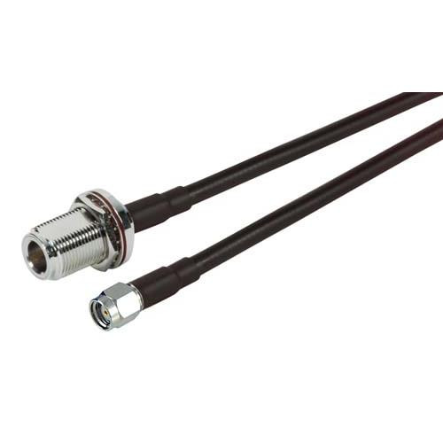 RP-SMA Plug to N-Female Bulkhead, Pigtail 20 ft 195-Series