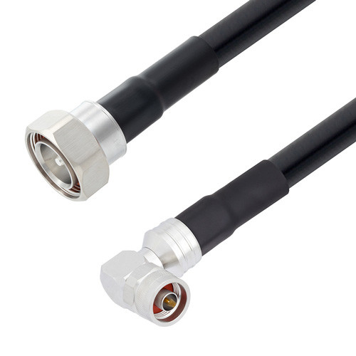 Low Loss 7/16 DIN Male to N Male Right Angle Cable Assembly using LMR-600 Coax, 2 FT with Times Microwave Components