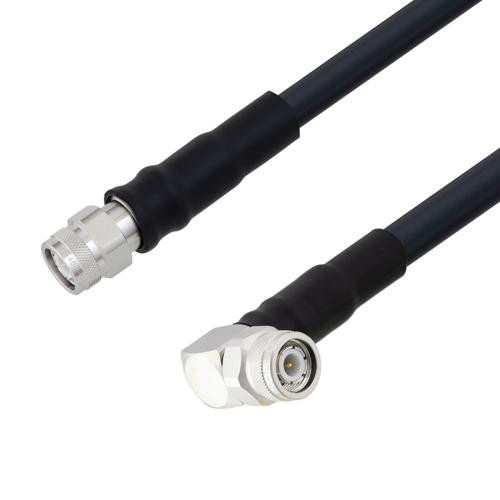 Low Loss TNC Male to TNC Male Right Angle Weatherproof Cable Assembly with Silicone using LMR-400 Coax, 3 FT with Times Microwave Components