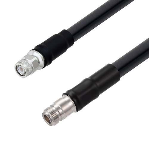 Low Loss TNC Male to N Female Cable Assembly using LMR-600-DB Coax, 5 FT with Times Microwave Components with HeatShrink