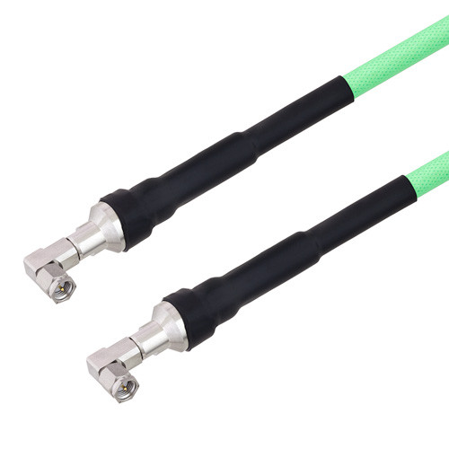 Low Loss SMA Male Right Angle to SMA Male Right Angle Cable Assembly with Heavy Duty Heat Shrink Boot using LL335i Coax, 10 FT