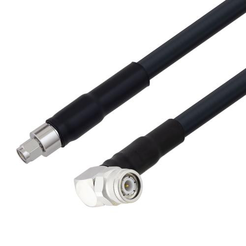 Low Loss SMA Male to TNC Male Right Angle Cable Assembly using LMR-400-UF Coax, 25 FT With Times Microwave Components with HeatShrink