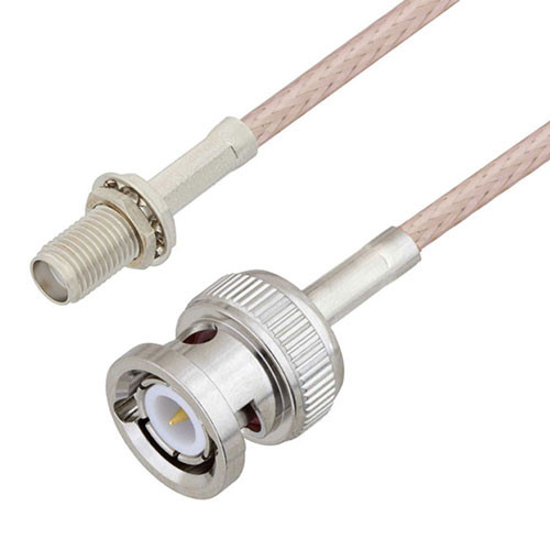 SMA Female Bulkhead to BNC Male Cable Assembly using RG316-DS Coax, 0.5 FT