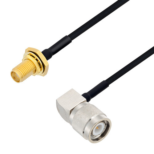 SMA Female Bulkhead to TNC Male Right Angle Cable Assembly using LC085TBJ Coax, 1 FT