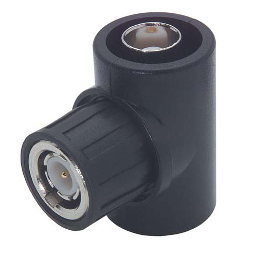 Coaxial 50 Ohm T Adapter, BNC Female / Male / Female, Fully Insulated